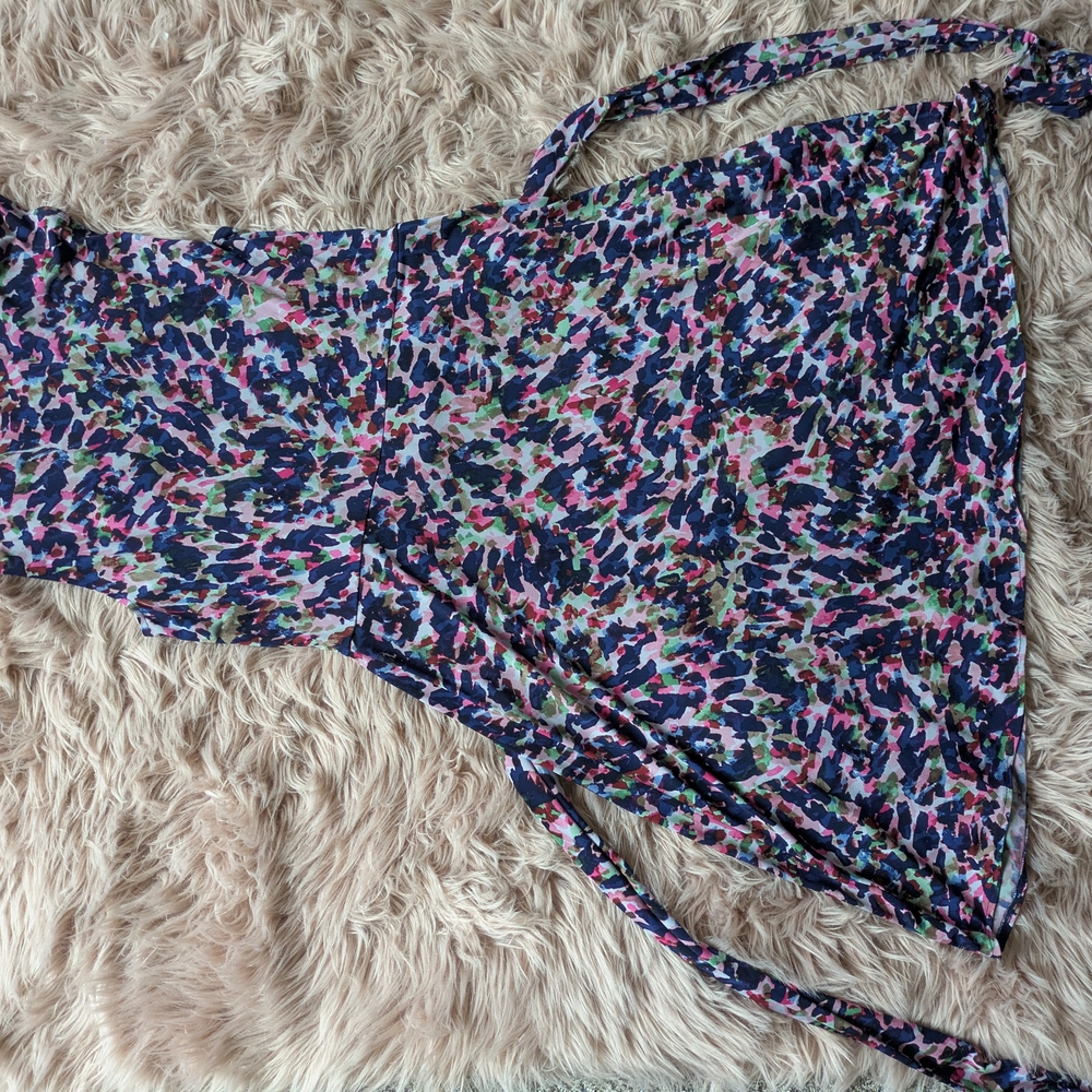 Colorful Abstract Print Wrap Dress - Picture 2 of 3